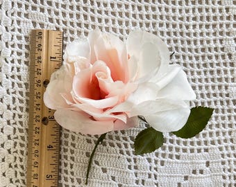 Vintage Millinery Flower, Pale Pink Silk Rose #7738