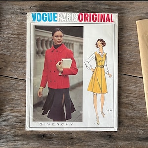 1970s Uncut Givenchy 2678 Vogue Paris Original Sewing Pattern, Coat, Pants, Skirt, Size 10 Factory Fold 32 1/2” Bust