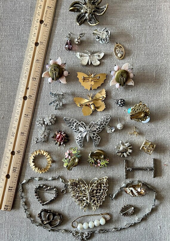 Butterflies and Rhinestone Jewelry Lot for DIY Br… - image 2