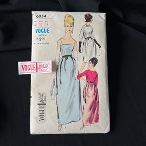 Modèle spécial Vogue 6054 des années 60, motif et étiquette de robe de soirée, taille 12 32&quot; buste