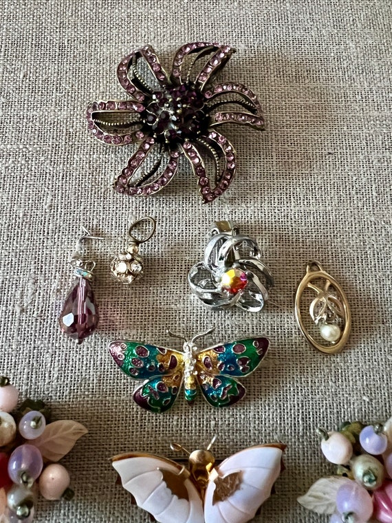 Butterflies and Rhinestone Jewelry Lot for DIY Br… - image 5