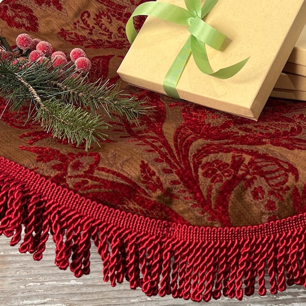 Red Bullion Fringe By the Yard, 2 1/4" Upholstery Trim for Holiday Decor #2967