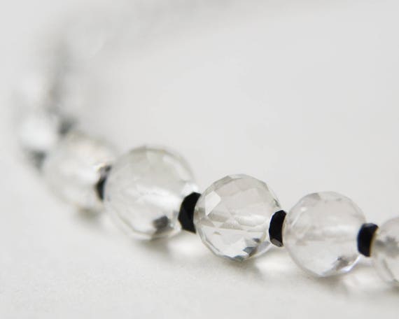1940s Vintage Crystal Necklace with Jet Beads, 20… - image 1