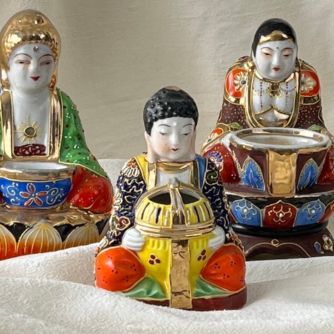 Moriage Incense Burner, Your Choice, Occupied Japan Ceramic Buddha, Moriyama and Made in Japan