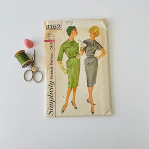 1950s Uncut Simplicity 3152, Belted Dress Pattern Size 12 32&quot; Bust