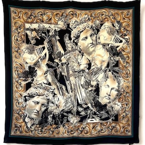 Vintage Bob Mackie Schal Groß 38 &quot;&quot;quadratisch Klassische Skulpturen #7363.&quot;