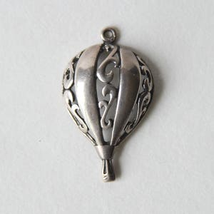 Sterling Silver Charm, Hot Air Balloon Gift for Charm Bracelet or Necklace 1 1/8&quot; long 29mm