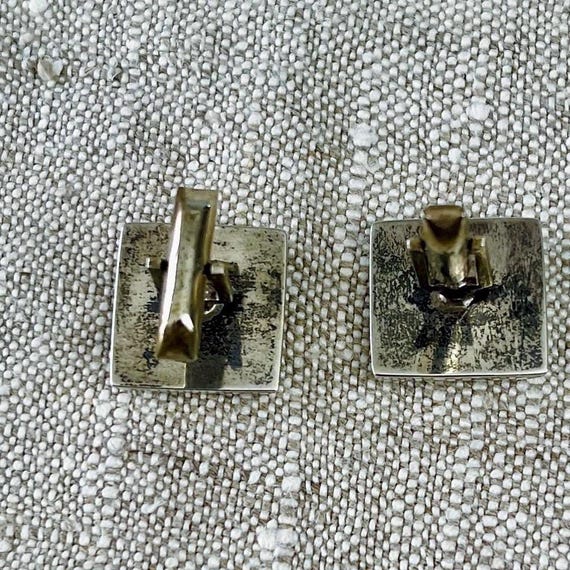 Sterling & Abalone Shell Cufflinks, 3/4” Bold Squ… - image 5