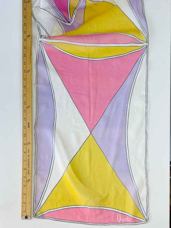 1960s As Is Vera Neumann Silk Scarf, Colorful Geo… - image 5