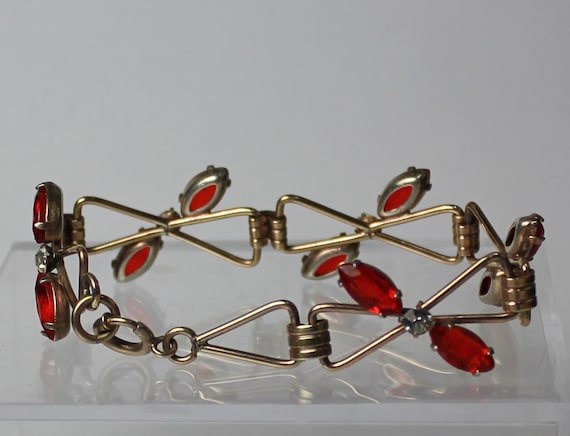 1950s Vintage Bracelet Modern Rose Gold and Cherr… - image 1