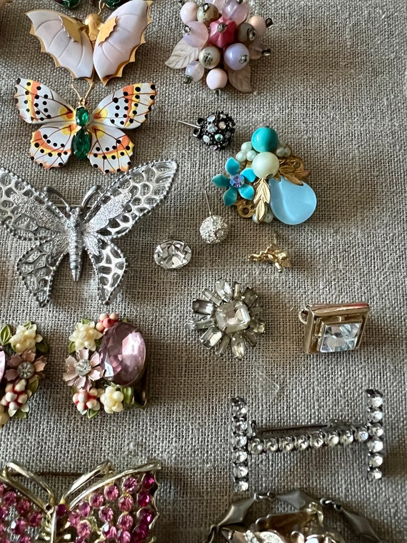 Butterflies and Rhinestone Jewelry Lot for DIY Br… - image 4