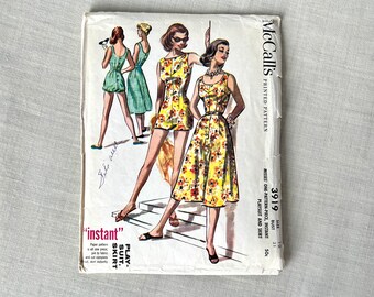 1950s McCalls 3919 Pattern  Dress & Playsuit Size 10 Bust 31” Rare 1956 Romper Original Sewing Pattern