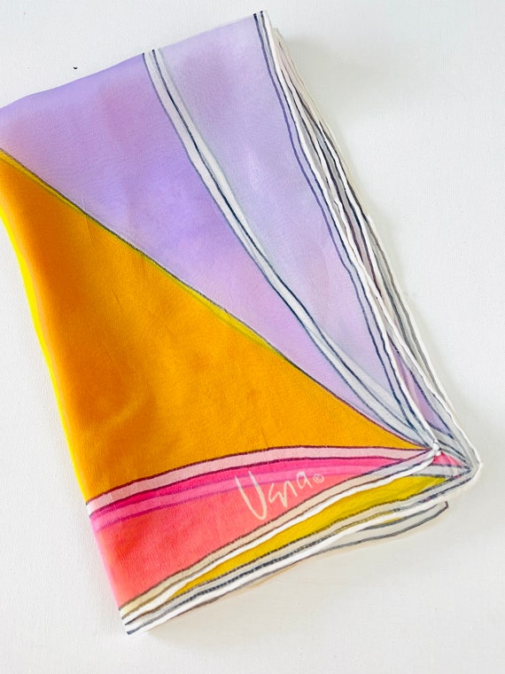 1960s As Is Vera Neumann Silk Scarf, Colorful Geo… - image 9