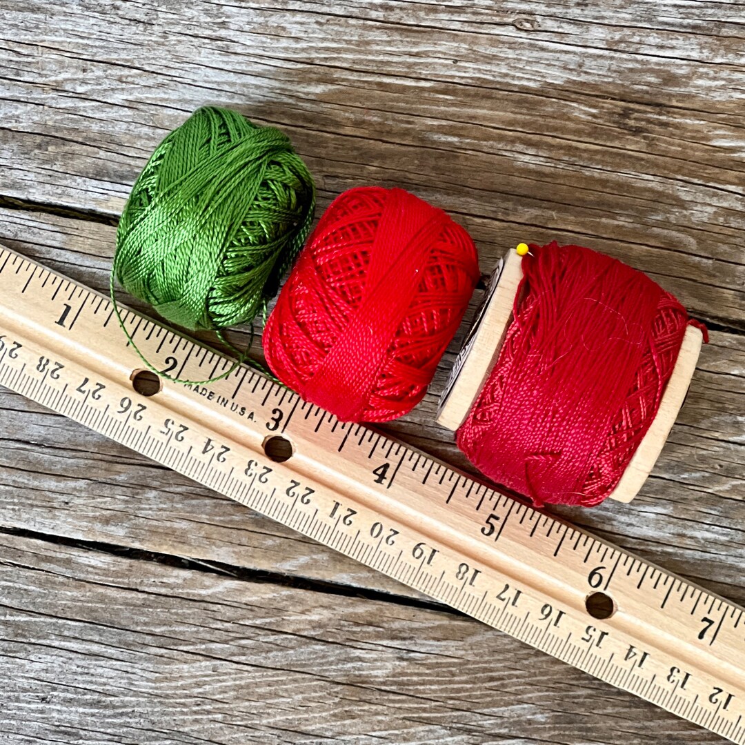 1930s Lot of Crochet Cotton Yarn Green Red Royal Cotton Etsy