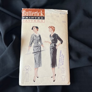 1950s Uncut Butterick 6728, Jacket, Pencil Skirt Suit and Blouse Pattern Size 14 32&quot; Bust