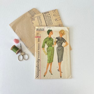 1950s Uncut Simplicity 3152, Belted Dress Pattern Size 12 32&quot; Bust