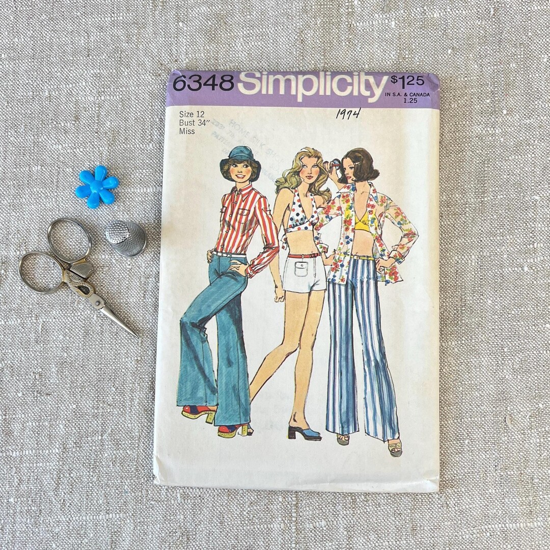 1970's Simplicity Suspender Hip-Hugger Shorts Pattern - Waist 25.5