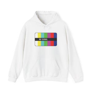 Vintage No Signal TV Screen Hoodie, Retro Unisex Sweatshirt, Classic Television Design, Hipster Pullover Jumper, Nostalgic Graphic Hooded