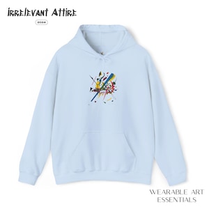 Colorful Abstract Art Hoodie - Small Words, Vasily Kandinsky Inspired, Unisex Pullover, Gift for Art Lovers, Cozy Sweatshirt