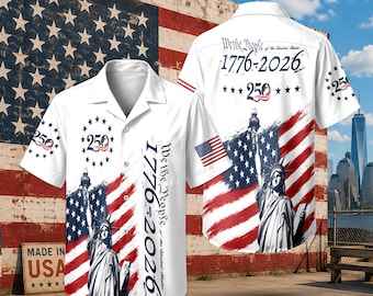 250 Years We The People Hawaiian Shirt, Vintage US Independence Day Aloha Shirt, 1776-2026 America Button Up, 4th July Family Outfit Shirt