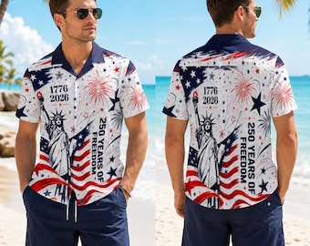 250 Years We The People Hawaiian Shirt 1776-2026, Matching Aloha Shirt, Patriotic America Button Up Vintage Shirt, Father's Day Gift