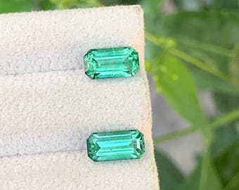 Paar groene toermalijnen van 3,20 ct: blauwgetinte edelstenen voor het maken van sieraden