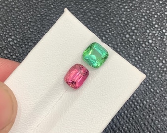 Natuurlijke roze en groene tweekleurige toermalijn edelsteen (3,30 ct)
