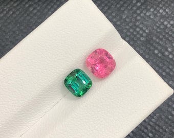 Natuurlijke roze en groene tweekleurige toermalijn edelsteen (2,55 ct)