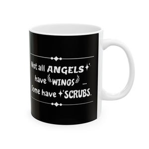 Ceramic Mug, Funny Gifts for Nurses, Healthcare Workers, Coffee Lover&#39;s Mug, Angel Themed Drinkware, Inspirational Quote Cup