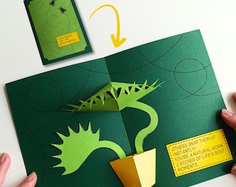 Venus flugfälla popup-kortmall: DIY papperspyssel (PDF-mönster)