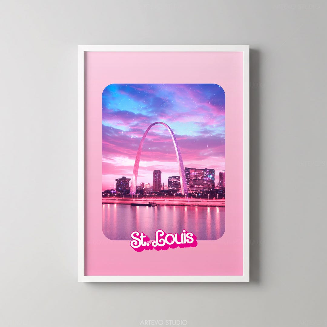 Pink St. Louis Pink St. Louis Print: Retro Neon City Art - Poster, Frame or Acrylic - Etsy