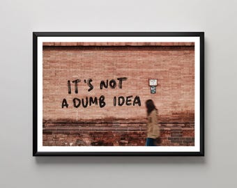 Arte mural moderno, lámina de arte graffiti, fotografía enmarcada, "No es una idea tonta", decoración minimalista, decoración única para el hogar, estilo contemporáneo