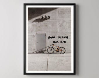 Arte mural vintage, decoración única para el hogar, notas manuscritas rasgadas, cita inspiradora, ilustración de bicicleta, obra de arte en capas, decoración de pared