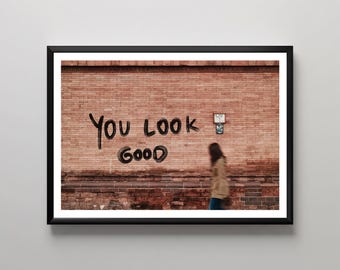 Decoración de pared moderna, lámina de arte graffiti, fotografía enmarcada, arte mural inspirador, decoración minimalista para el hogar, diseño de interiores contemporáneo