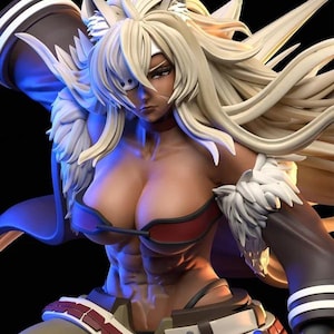 Peut inclure: Figurine détaillée d'un personnage féminin aux longs cheveux blonds et à l'expression sévère. Elle porte une tenue rouge et marron avec des accents blancs et a un physique musclé. La figurine a un design détaillé sur le thème de la fantaisie.