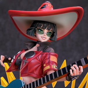 Rock Witch Diva – Gitarrhäxa STL Staty I-nr