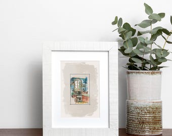 Watercolor Kitchen - Cozy Retro Watercolor Illustration - Postcard, Poster