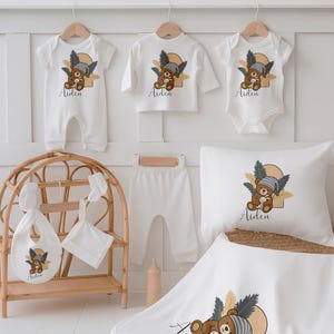 Ensemble personnalisé de 10 pièces pour la maison, 100 % bio, vêtements de maison bio pour bébé, tenue d&#39;hôpital pour bébé, vêtements de bébé en tricot, nom personnalisé et cadeau design