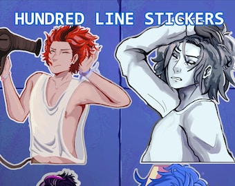 Academia de la Última Defensa de Hundred Line - Pegatinas de Rutina Matutina con Takumi, Hiruko, Darumi y Eito (3")