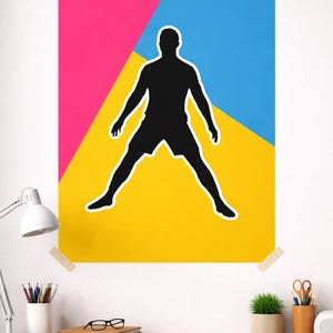 Cristiano Ronaldo Silhouette Wall Art Printable | Minimal Football Poster | Sports Room Digital Download PNG