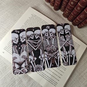 Skeleton & Roses Bookmark Set: Gothic Halloween Reading Accessories