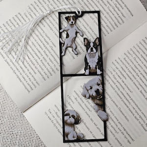 Dog Bookmark – Cute Puppy Design with White Tassel, Gift for Dog Lovers and Readers