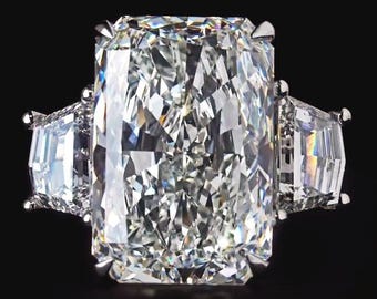 20 CT Radiant & Cadillac Cut Lab Diamond Engagement Ring, 14 CT Center Stone, VVS Lab Grown Diamond Ring, Statement Bridal Ring