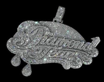 Custom Logo Pendant, Lab Grown Diamond Logo Pendant, Iced Out Hip Hop Jewelry, VS+ Diamonds, Personalized Statement Piece