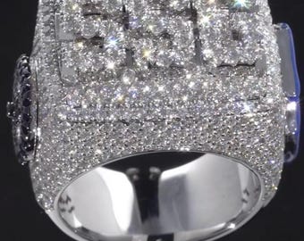 Custom Iced Out Championship Ring, Lab Grown Diamonds VVS-VS, 925 Silver, Hip Hop Statement Ring, Evil Eye Ring