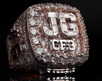 Custom Championship Ring, Iced Out Lab Grown Diamond Ring, VVS VS Diamonds, 925 Sterling Silver, Custom Hip Hop Ring