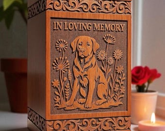 Personalized Wooden Pet Urn Box: Engraved Dog Memorial Keepsake