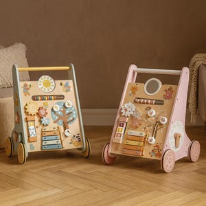Wooden Baby Activity Walker – Educational Push Toy for Toddlers | Montessori-Inspired Learning Toy | Non-Handmade