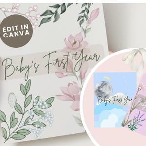 Babys erstes Jahrbuch, druckbare Canva-Vorlage, digitaler Download digitales Baby-Memoryalbum, 3 bearbeitbare Stile, vollständig anpassbar