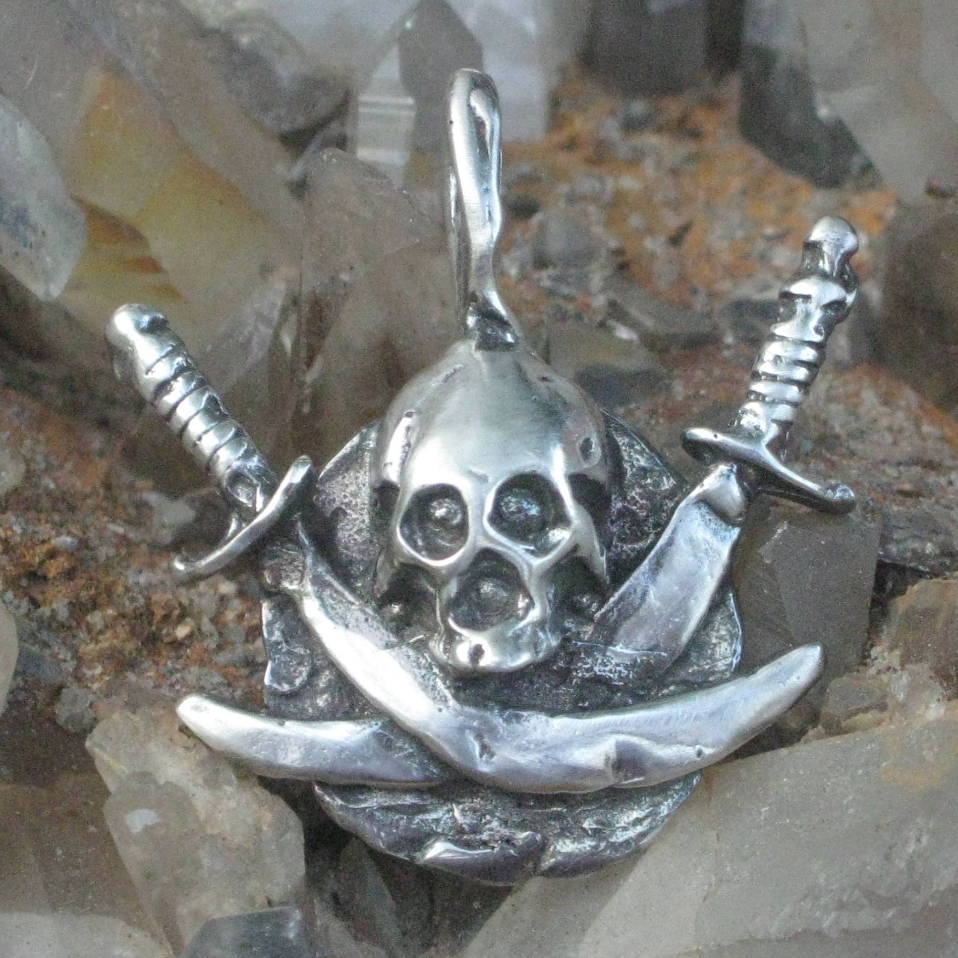 Sterling Silver Jolly Roger Pirate Pendant. Pirate Necklace. Etsy